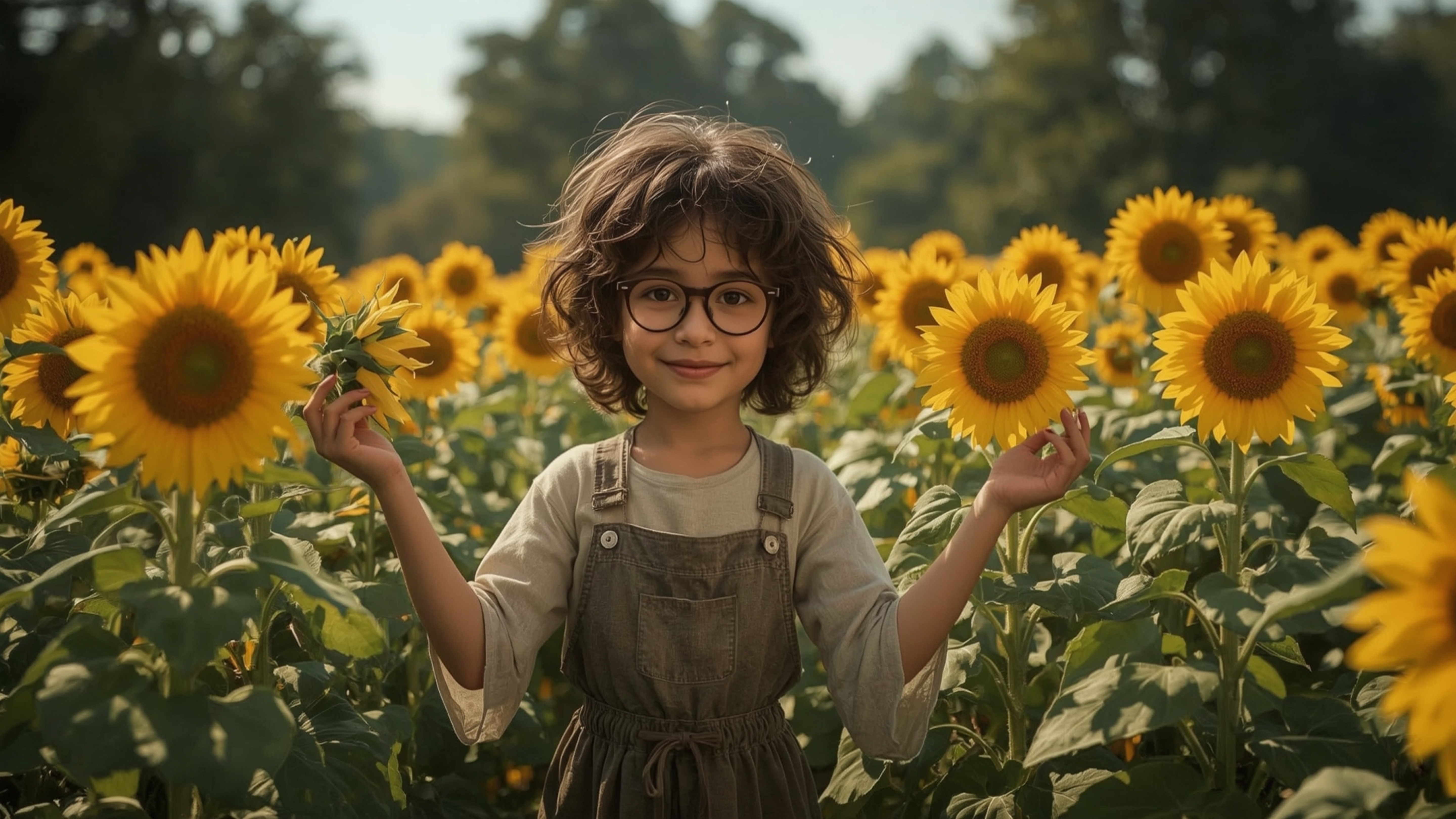 A highly detailed, high-resolution stock photo, reminiscent of Pixar's whimsical style, featuring a bespectacled, curly-haire