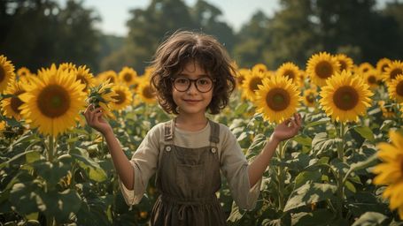 A highly detailed, high-resolution stock photo, reminiscent of Pixar's whimsical style, featuring a bespectacled, curly-haire
