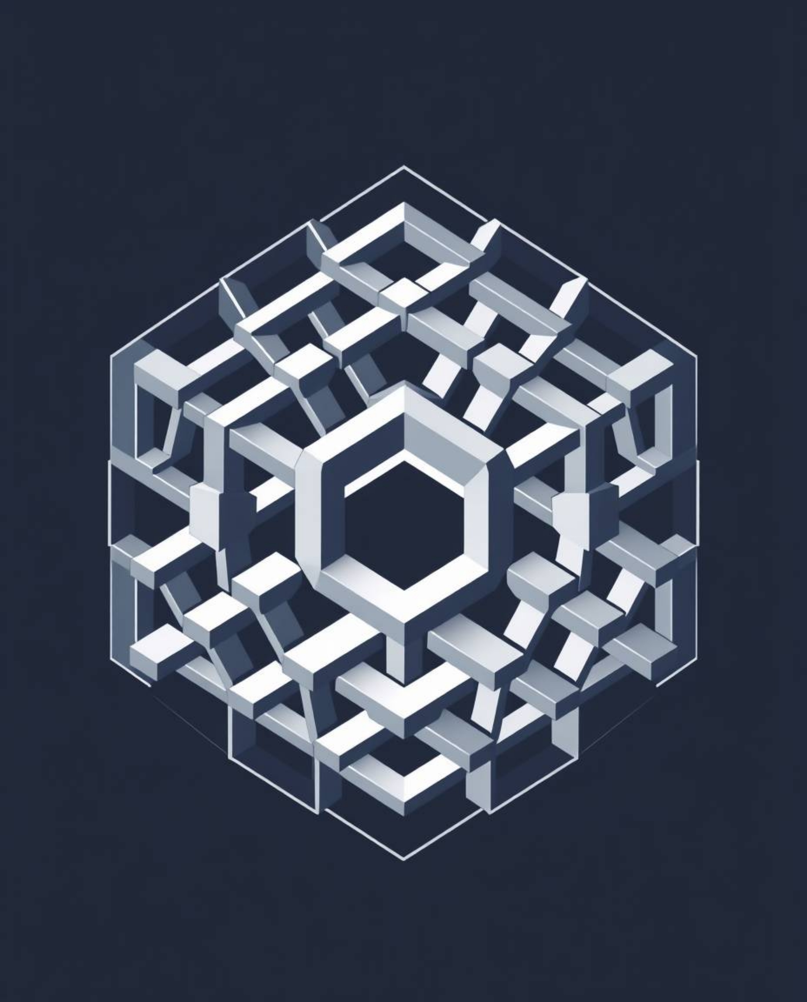 A modern and futuristic logo design showcasing a repetitive cube pattern inspired by Escher's impossible geometry, presented 