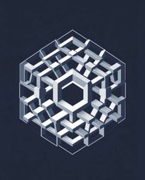 A modern and futuristic logo design showcasing a repetitive cube pattern inspired by Escher's impossible geometry, presented 