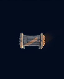 This is a geometric logo design featuring a bird’s-eye view of an old wooden bridge over a river at sunset. The artwork is pr