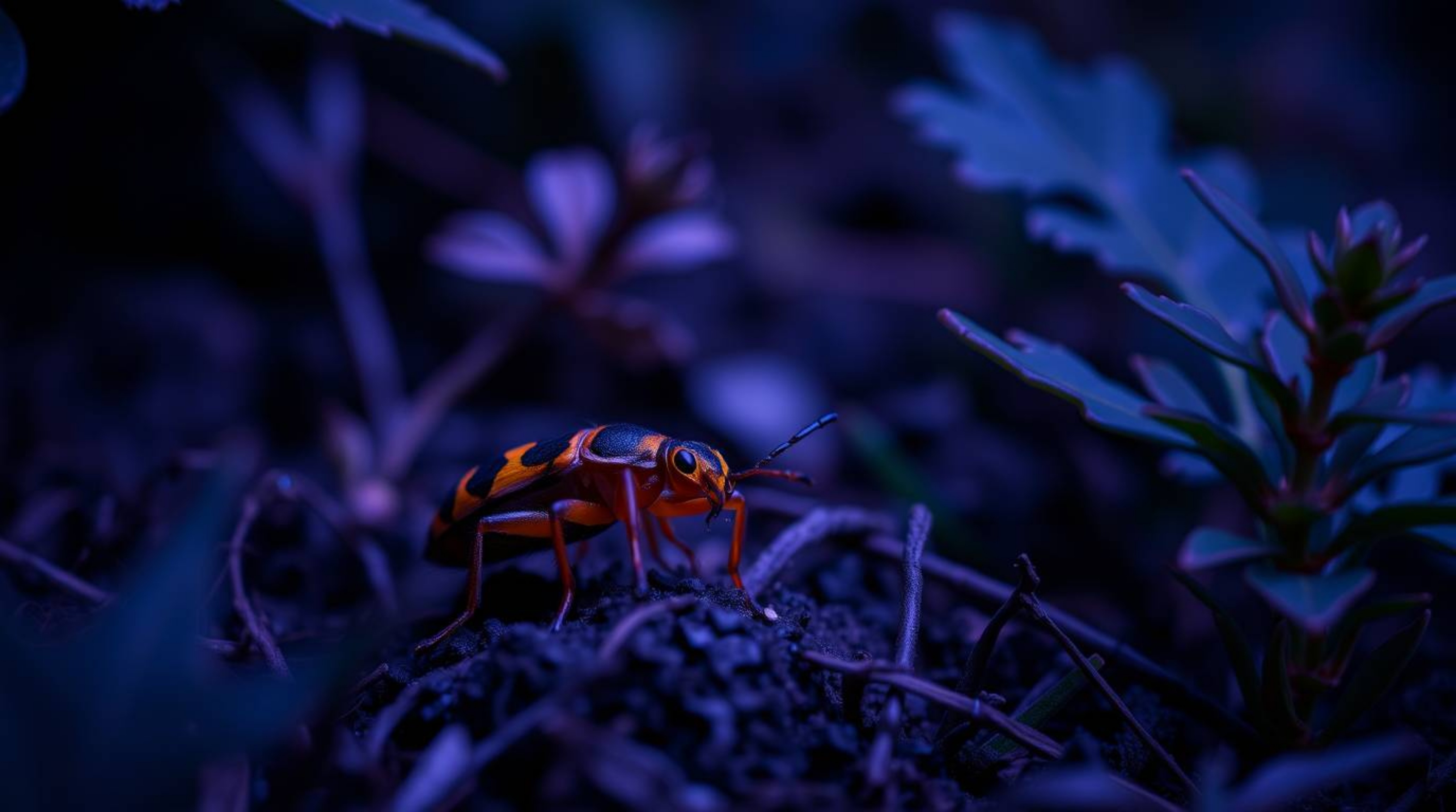 A stunning, photo of the year caliber image depicting a bug-sized hero embarking on an epic adventure through a vibrant backy