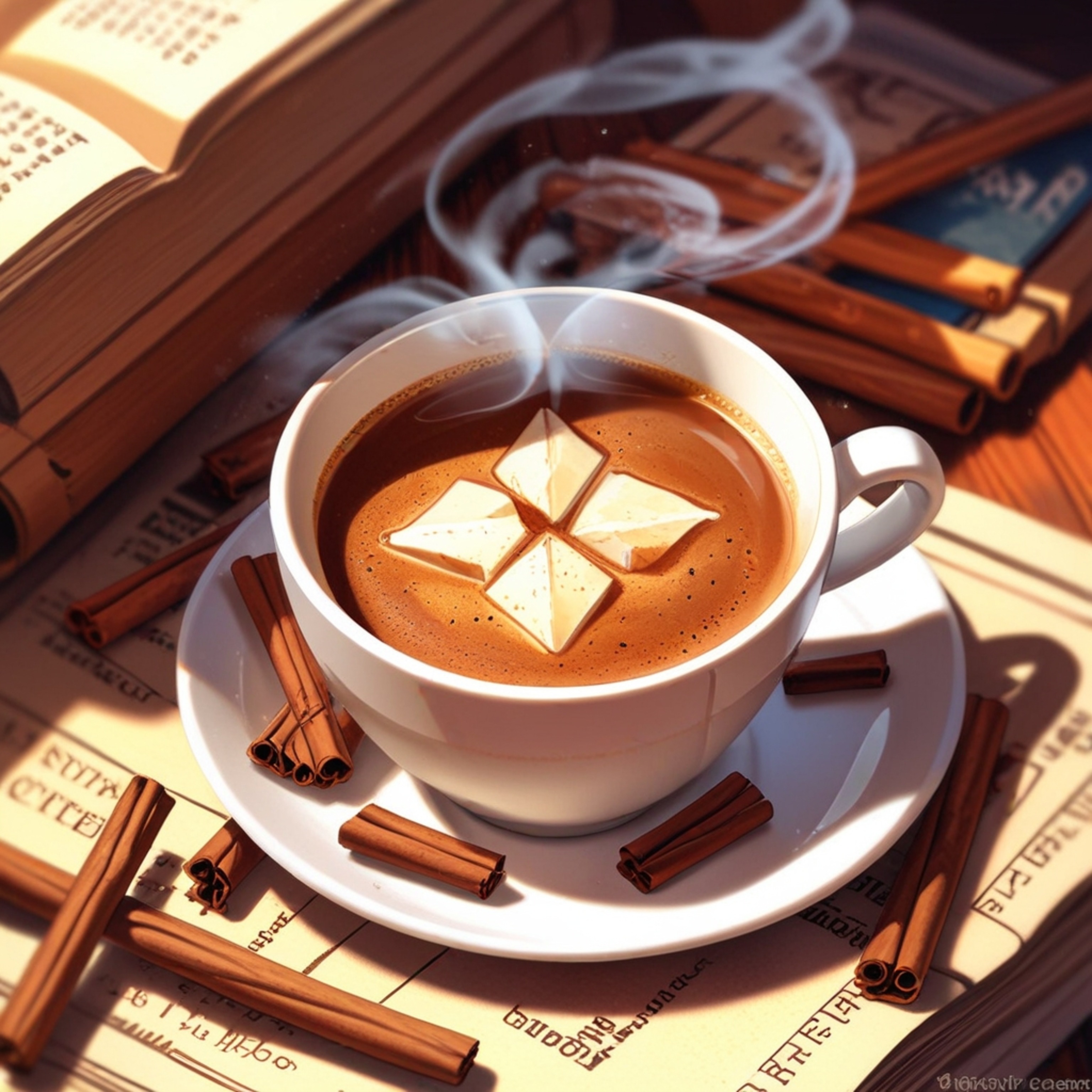 Imagine a freshly brewed cup of coffee, its aroma mingling with the subtle scent of cinnamon sticks. Sugar cubes sit inviting