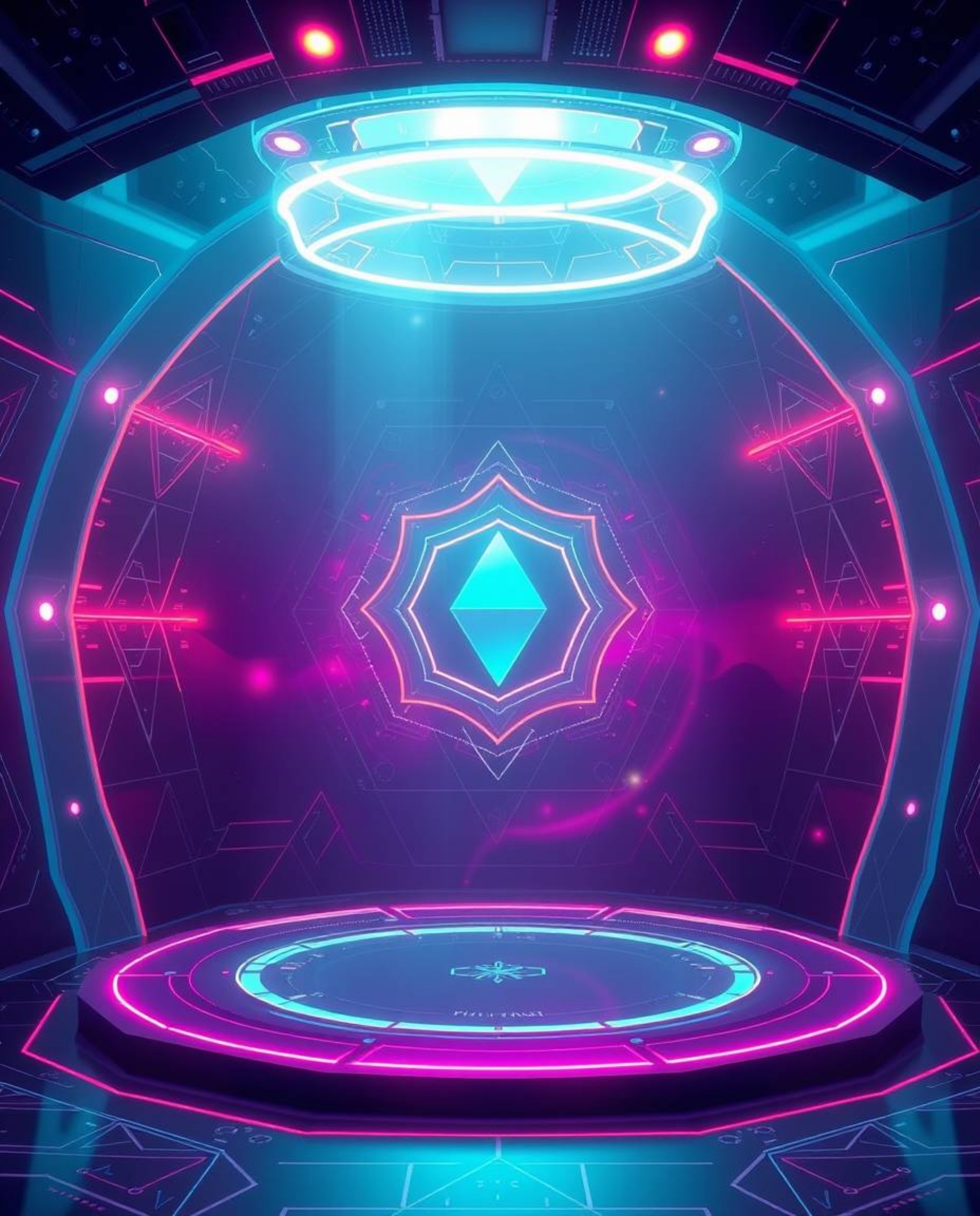 Explore a futuristic digital interface presented in a modern flat design, showcasing captivating geometric patterns and a mes