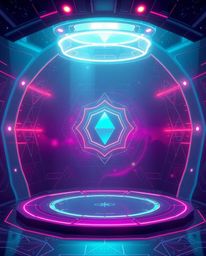 Explore a futuristic digital interface presented in a modern flat design, showcasing captivating geometric patterns and a mes