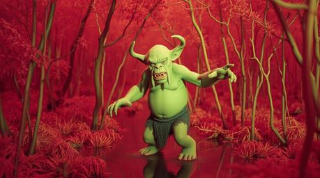 Witness a mesmerizing dance of an otherworldly ogre in a surreal infrared swamp.  This captivating image boasts an unusual co