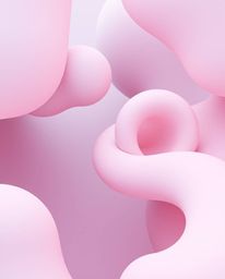 Explore dreamlike surreal imagery featuring captivating 3D shapes and smooth gradient textures rendered in gentle color contr