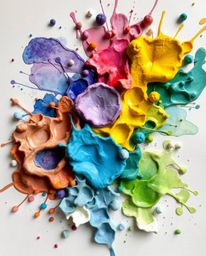 Explore a stunning collection of sculptural clay art pieces depicting vibrant watercolor splashes blending seamlessly on pape