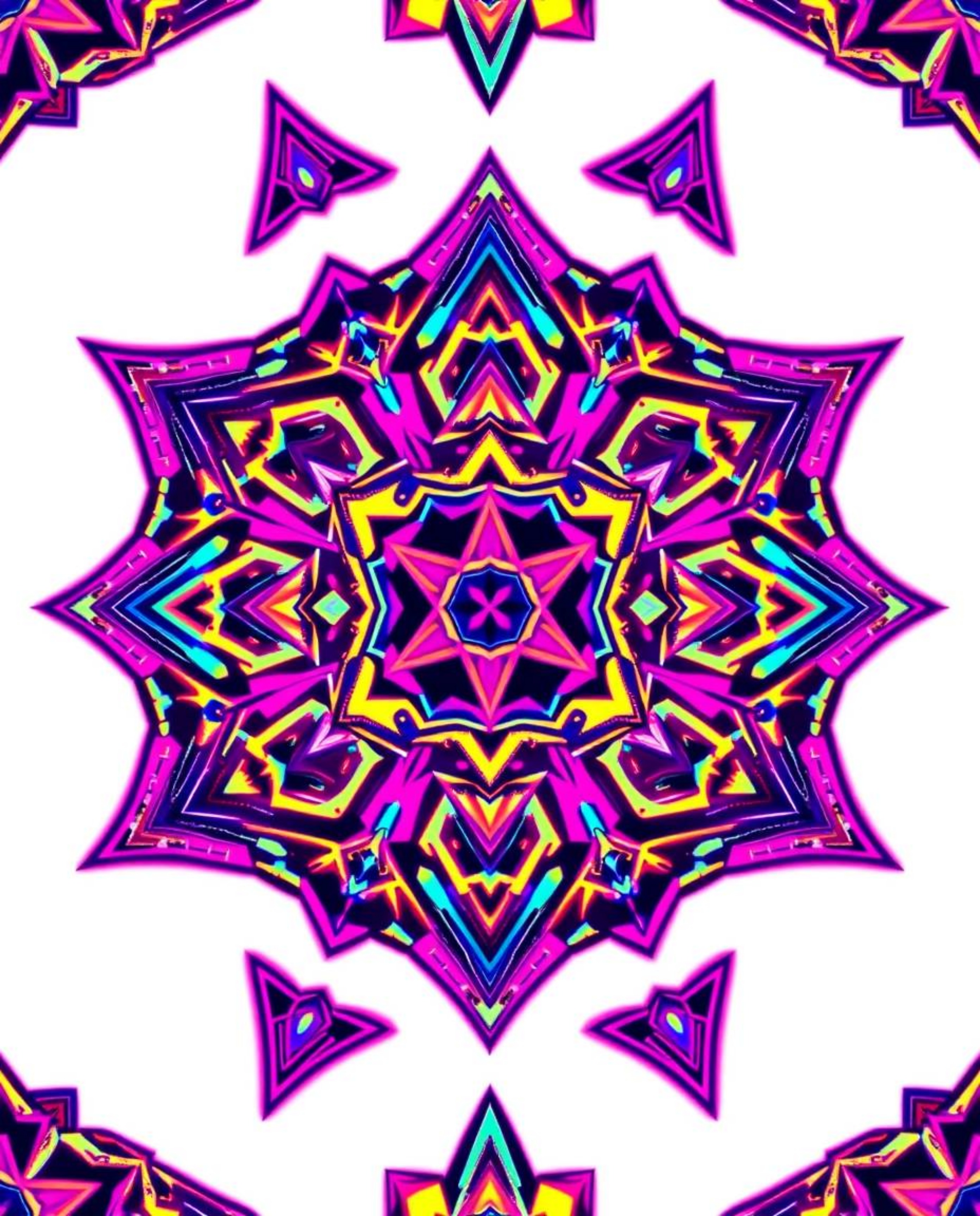 This symbolic traditional tattoo art print features a captivating seamless geometric pattern composed of hexagons and triangl