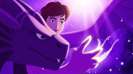 A charming prince, rendered in a vibrant 1950s animation style, bravely battles a fearsome dragon.  The scene is imbued with 