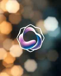 This logo design features a blurred bokeh effect and 3D rendered fluid organic blobs in geometric shapes with clean lines. It