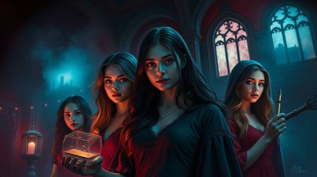 A group of exquisitely beautiful teens with ethereal features unravels a chilling mystery within a haunted mansion.  The atmo