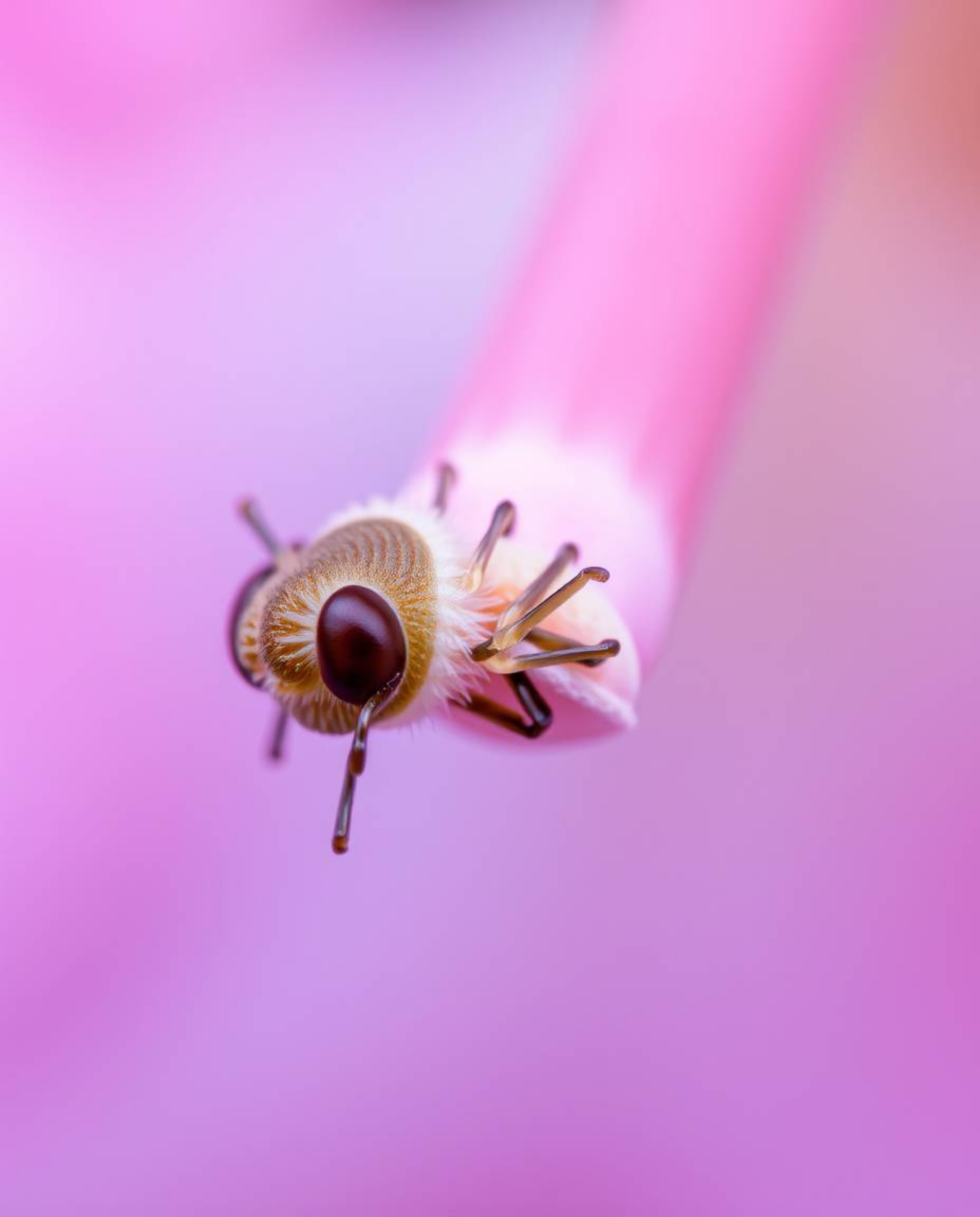 Discover the intricate details of a tiny subject in this extreme macro close-up.  The image showcases a soft gradient texture