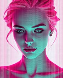 Explore the surreal beauty of a human face transformed into a flowing data stream through the lens of infrared photography. T