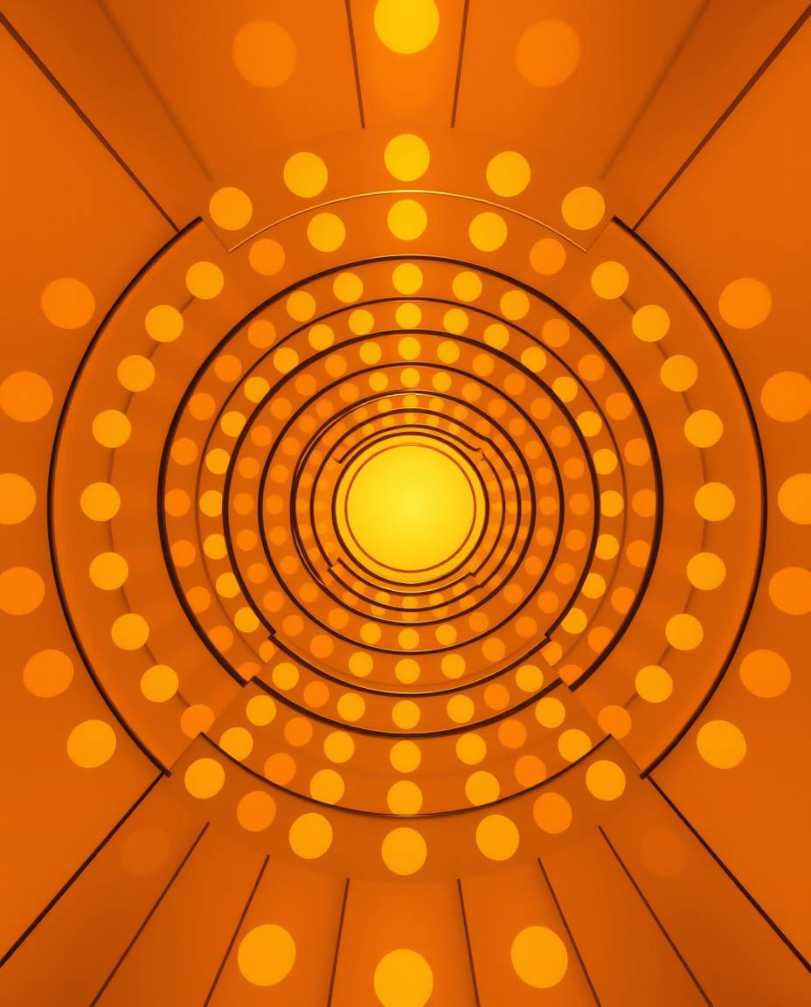 This artwork showcases a high-angle perspective view of a radiant and luxurious minimalist geometric pattern, featuring circl