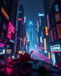 Dive into the intricate details of a futuristic cyberpunk cityscape with this extreme macro photograph.  Experience intense d