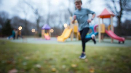 This collection of images captures a dramatic slow-motion run through a playground, emphasizing the beauty of movement and th