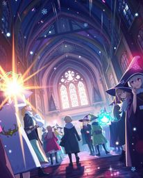 Dive into a vibrant Isekai anime depicting a magical school brimming with young wizards.  This captivating artwork features e