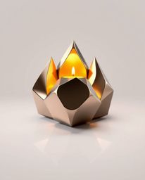This stunning logo design features sculptural, 3D mercury forms with a reflective surface and geometric shapes. The warm cand