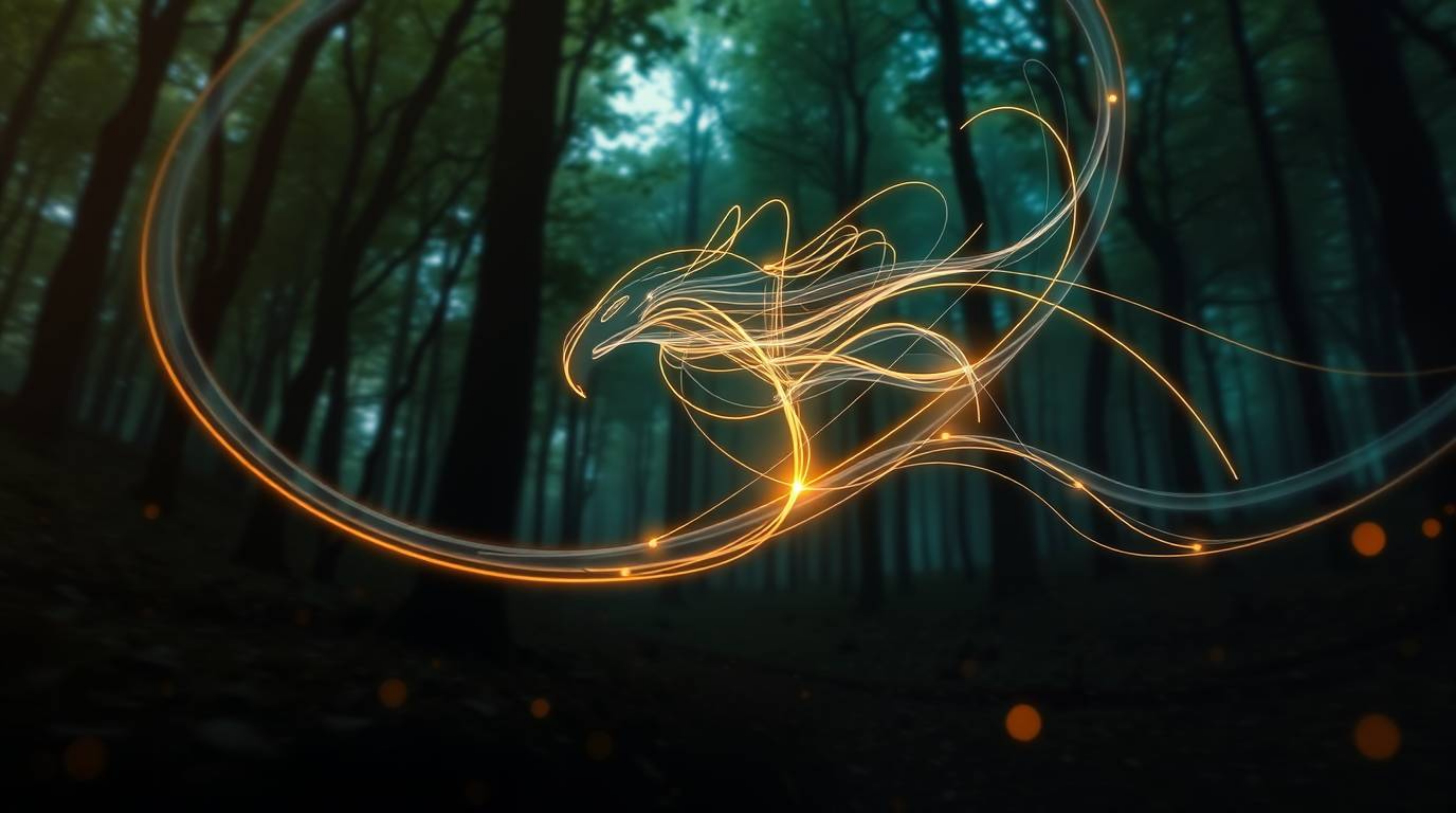 Experience a captivating visual journey with this creative light art piece.  Witness a graceful and elegant chase unfolding a