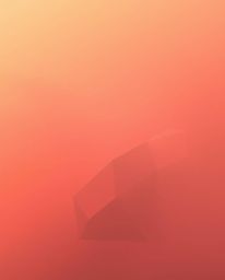 A striking 3D geometric pattern, reminiscent of folded paper and rendered in monochrome, is obscured by a dense fog.  Warm hu