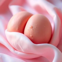 Experience the calming beauty of sculptural clay art with this close-up ASMR image. A soft, blushing pink peach rests delicat