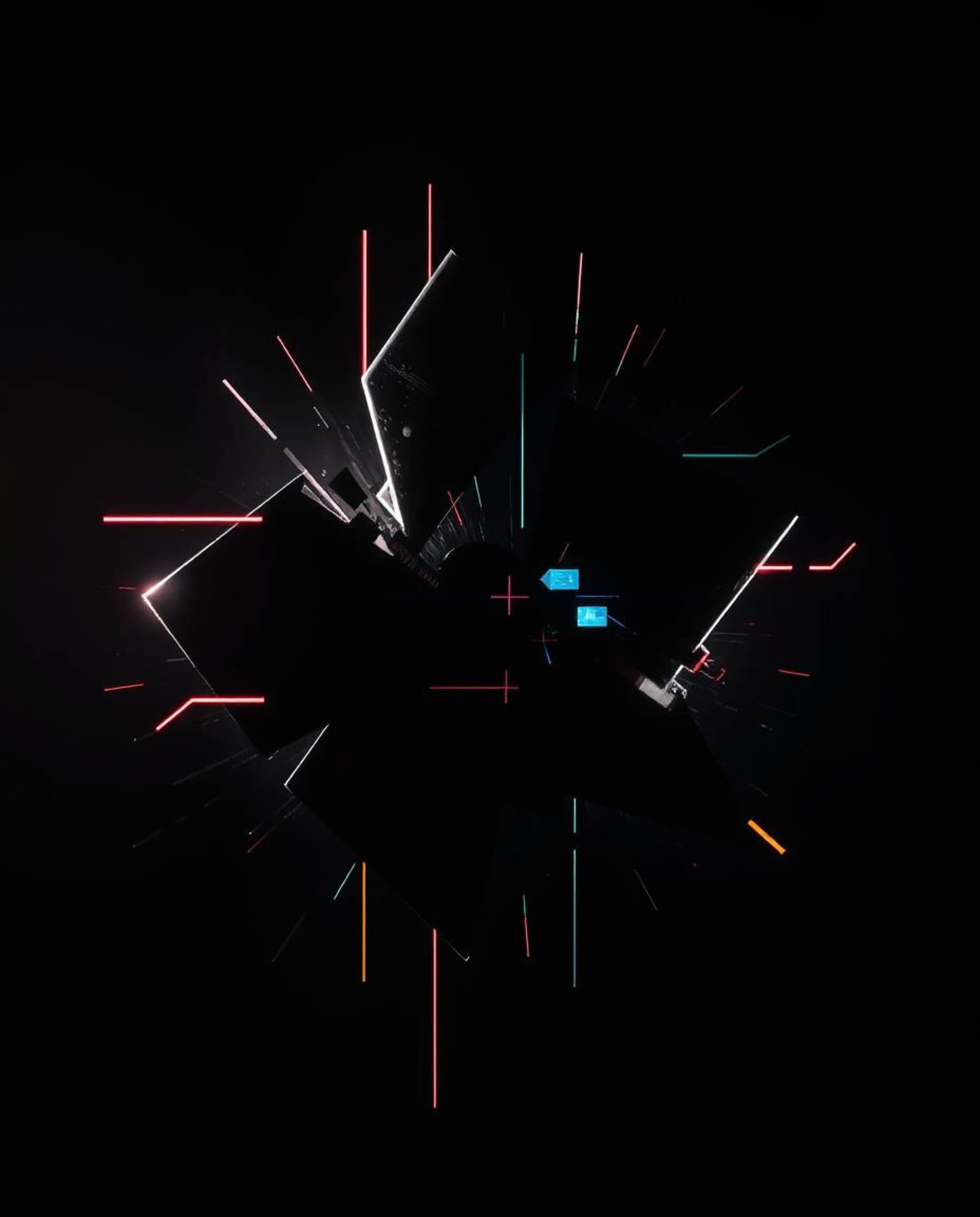 Immerse yourself in a world of abstract artistry where shapes collide with glitch effects, fragmentation, and scanlines.  Int