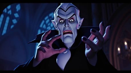 A captivating digital painting depicting a classic Disney villain with sharp features and pale skin, casting a spell within a