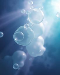 A stunning 3D rendering showcasing translucent, fluid organic blobs suspended in the vastness of space, brought to life with 