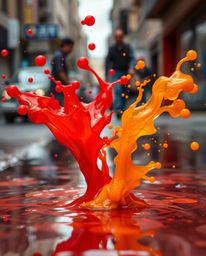 Capture the spontaneous beauty of ink swirling in water. This image showcases a candid street photography style, featuring vi
