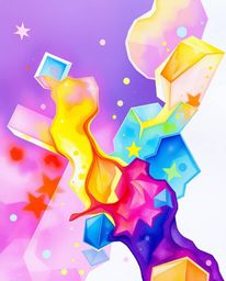 A delicate watercolor painting featuring glowing bioluminescent colors rendered in surreal infrared tones. Colorful 3D fluid 