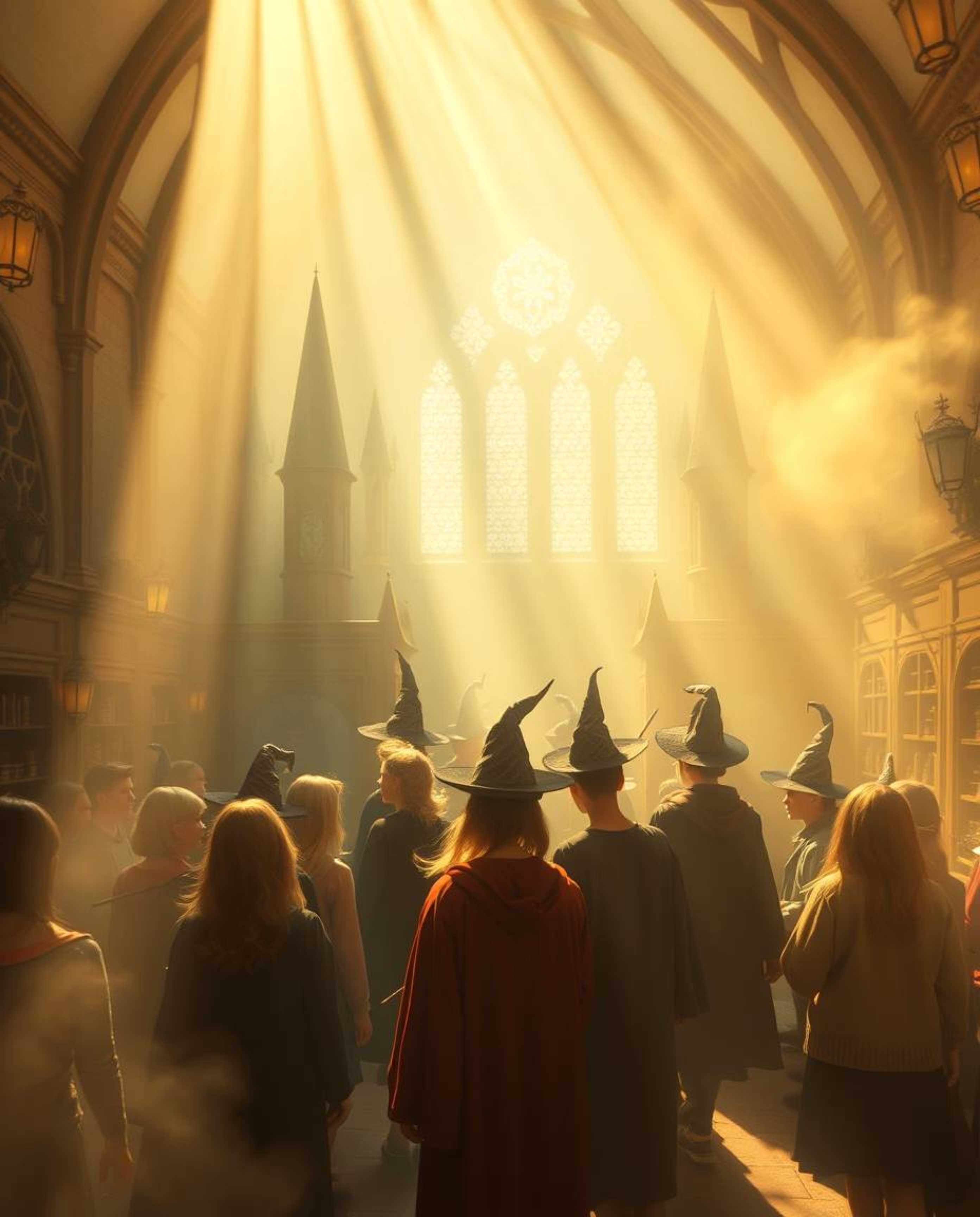 Discover a captivating world of magic and wonder with this enchanting imagery. Imagine a magical school filled with young wi