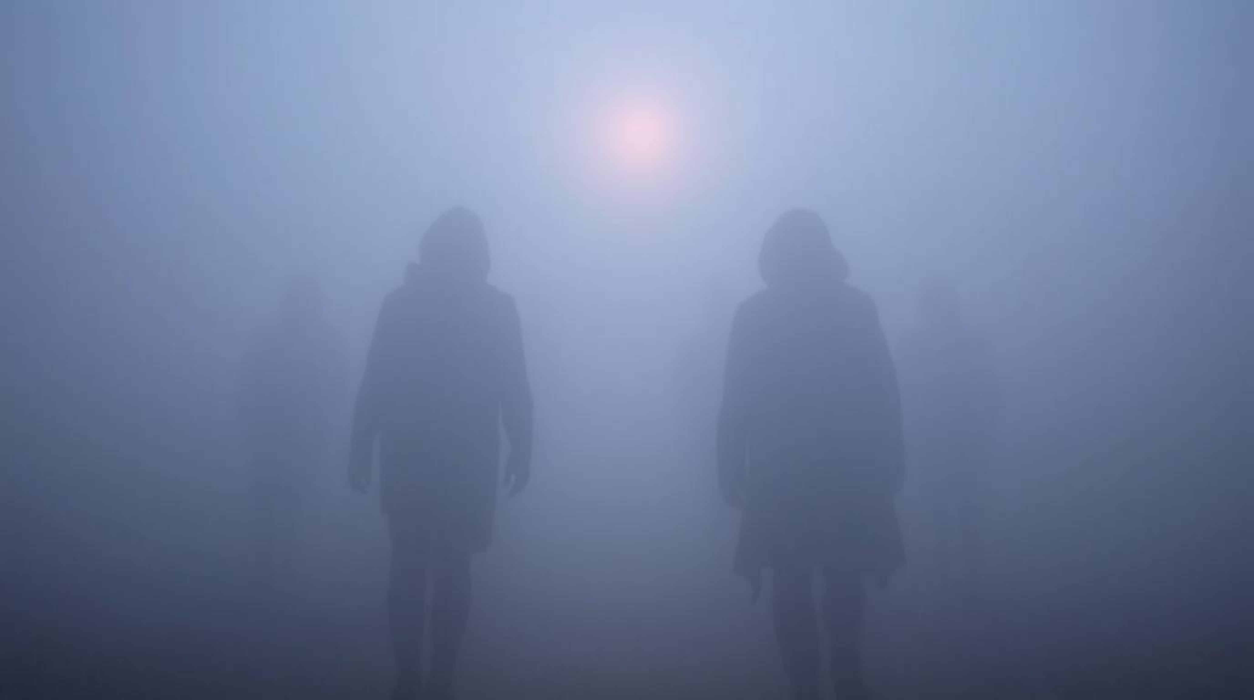 A team of misfit heroes navigates a mystical landscape shrouded in thick fog.  Their ethereal spiritual vibes contrast with t