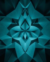 Explore the captivating fusion of low-angle perspective and intricate origami style, featuring folded paper textures and geom