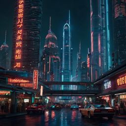 Imagine a breathtaking futuristic cityscape where towering skyscrapers of glass and steel pierce the clouds. The city pulsate