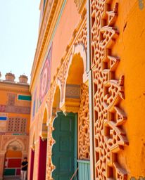 Explore the beauty of Islamic geometric stone carvings featuring bright, vibrant colors and intricate details. This collectio