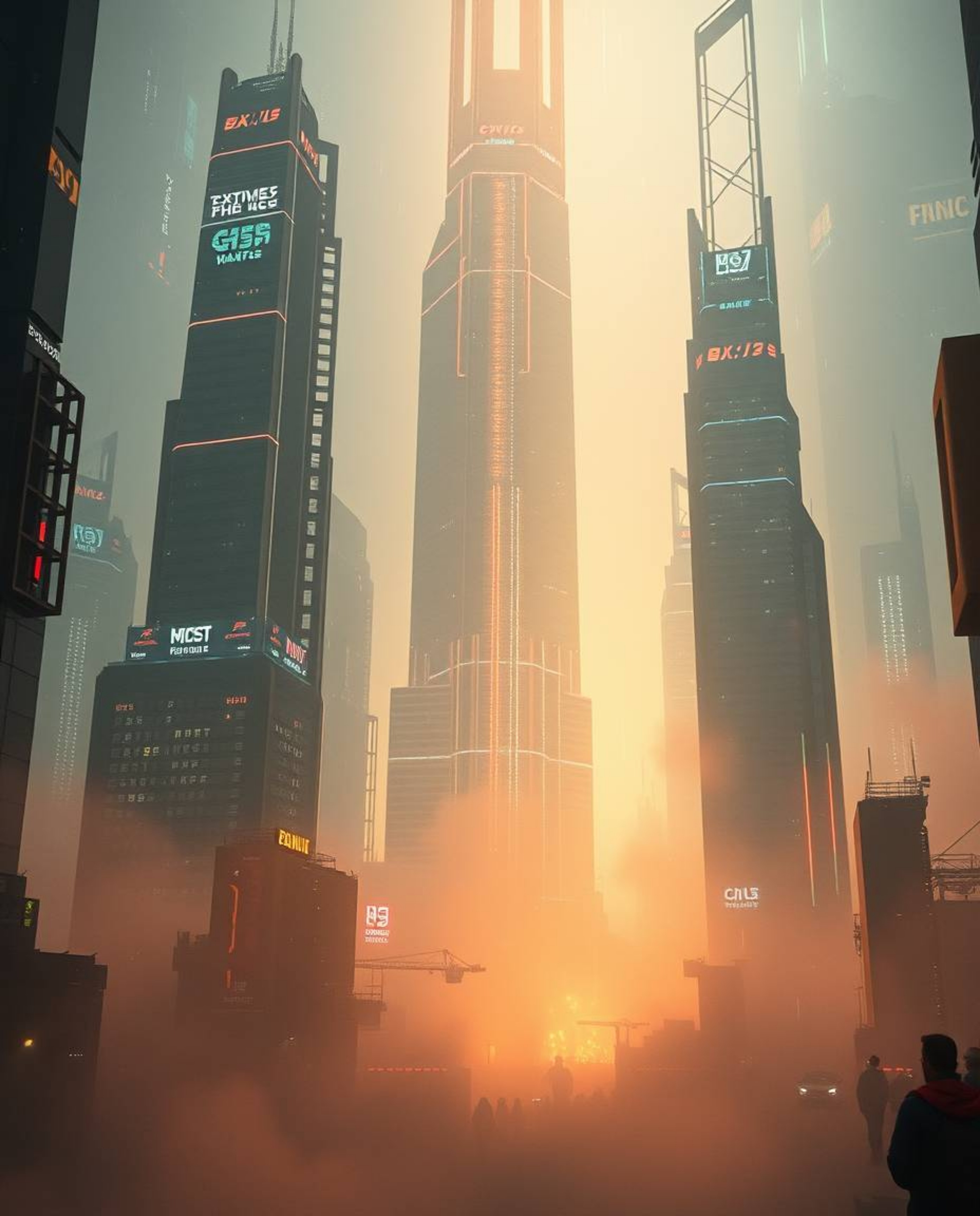 Immerse yourself in a modern, futuristic scene of epic proportions, featuring a glitchy digital landscape with distorted skys