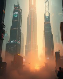 Immerse yourself in a modern, futuristic scene of epic proportions, featuring a glitchy digital landscape with distorted skys