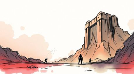Explore a visually stunning epic scene featuring a hand-drawn sketch aesthetic, set against an abstract gradient background w
