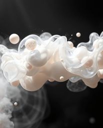 Explore a mesmerizing 3D render featuring fluid organic blobs of translucent materials gracefully floating in space. The scen