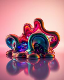 Experience the mesmerizing allure of sculptural 3D fluid mercury shapes, brought to life with reflective surfaces and vibrant