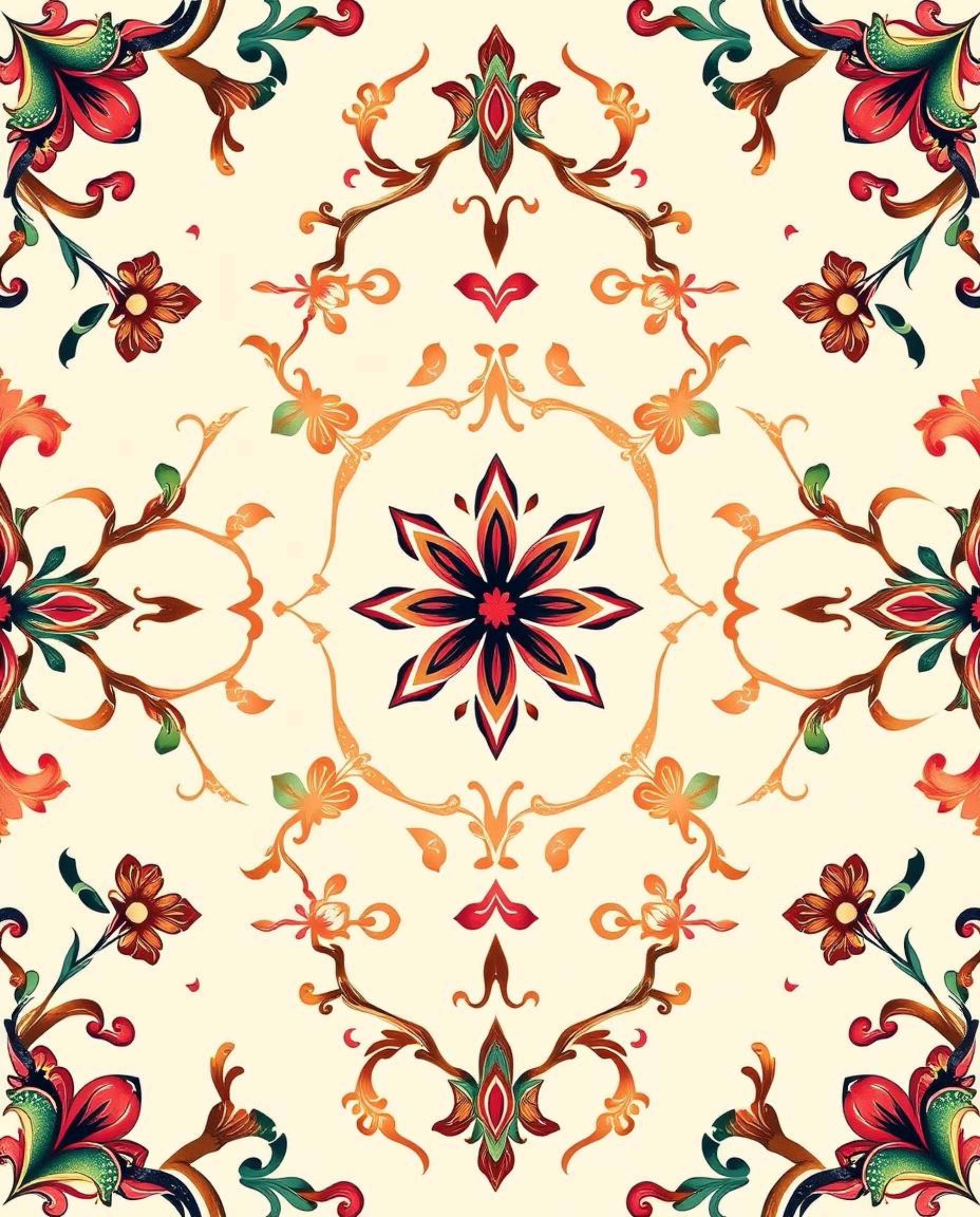 Elevate your space with this high-angle perspective art print showcasing a traditional tattoo-inspired geometric pattern wall