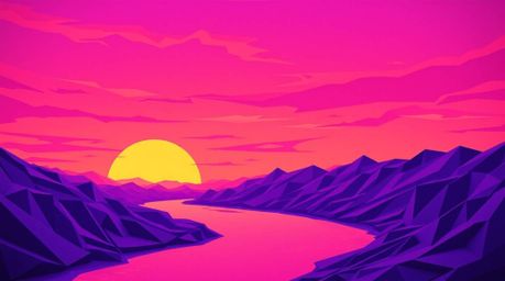 Experience the mystical beauty of a winding river bathed in the dramatic hues of an orange-pink sunset.  This intricate origa