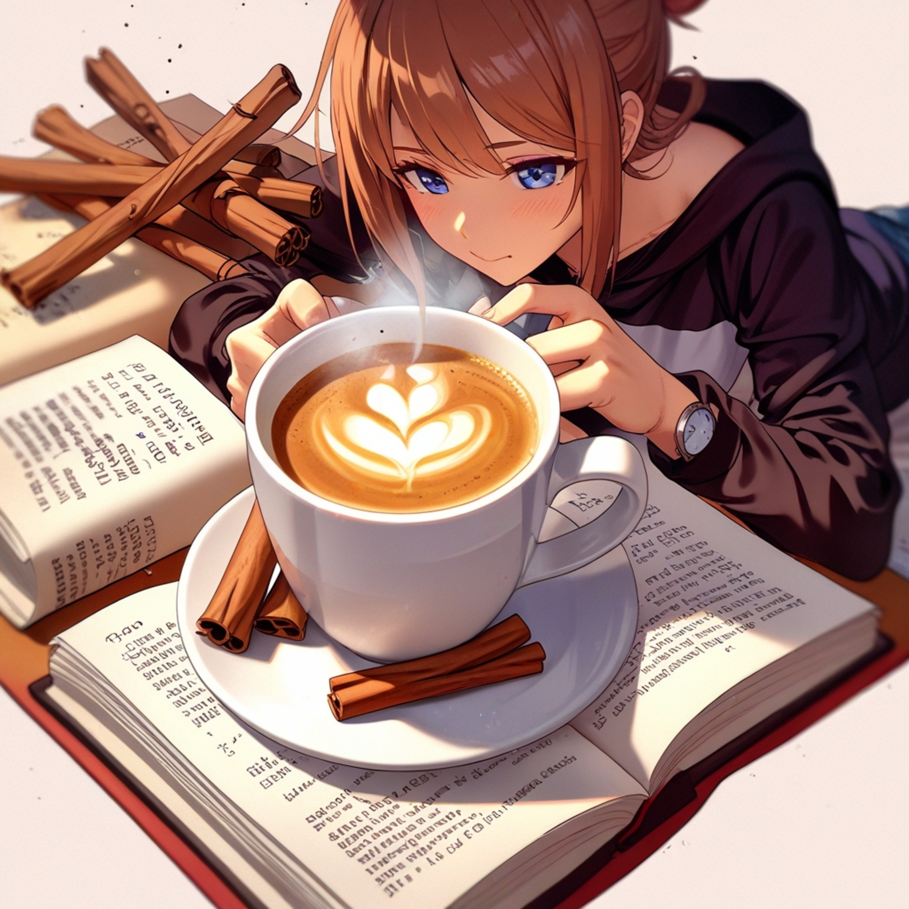 Imagine a freshly brewed cup of coffee, its aroma mingling with the sweet spice of cinnamon sticks. Sugar cubes sit invitingl