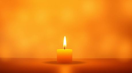 Experience a soft, dreamy atmosphere with warm candlelight casting a gentle glow over an abstract gradient background. The mi