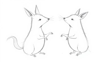 A hand-drawn sketch depicts a graceful and elegant duo of talking animals causing mischief. The refined features are rendered