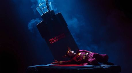 This image depicts a trickster character facing imminent doom with an anvil about to drop, rendered in a striking combination