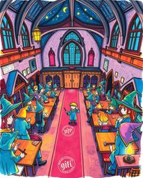 Explore a vibrant and enchanting magical school filled with young wizards, captured from a breathtaking high-angle perspectiv