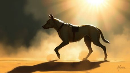 Explore a dynamic digital sketch depicting a futuristic dog walking itself in the vast expanse of space. This artwork feature