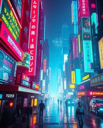 A futuristic city in glitch mode explodes with bright, vibrant colors and a dramatic cinematic style.  Flickering lights, bro
